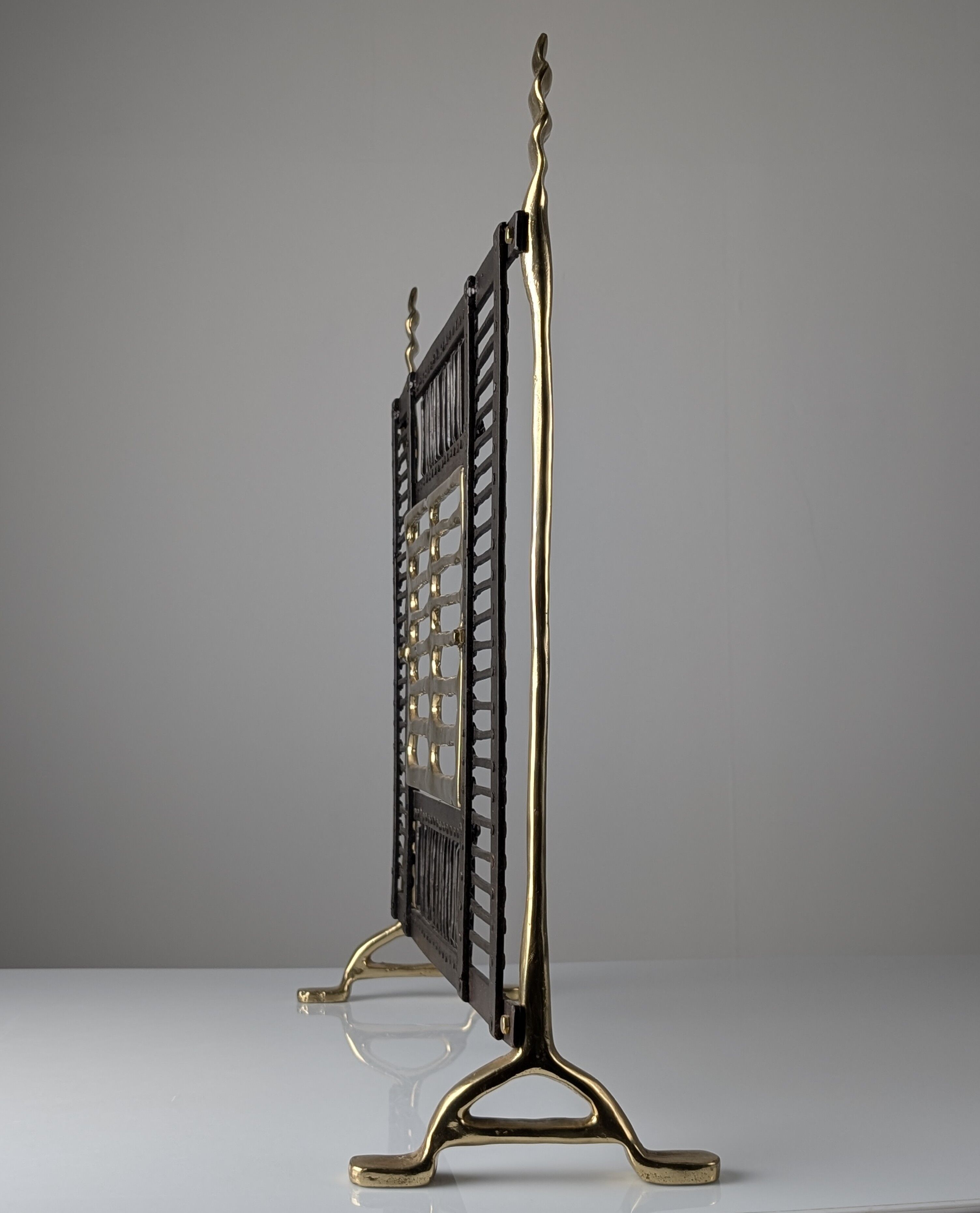 Brass and wrought iron fireplace screen by David Marshall, Spain, 1970s