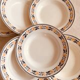 Set of 6 old hollow plates from the Badonviller factory