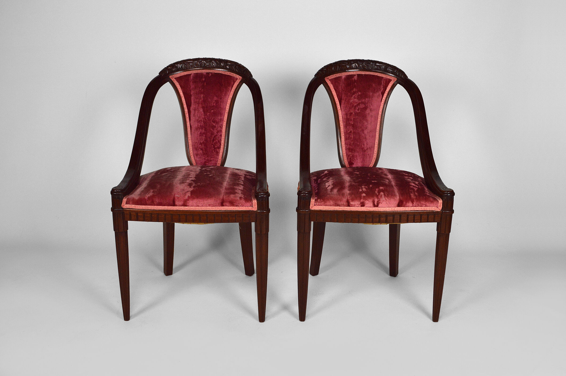 Art Deco Salon by Paul Follot in pink velvet, circa 1920