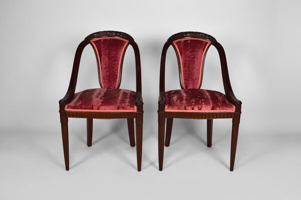 Salon Art Déco par Paul Follot en velours rose , circa 1920