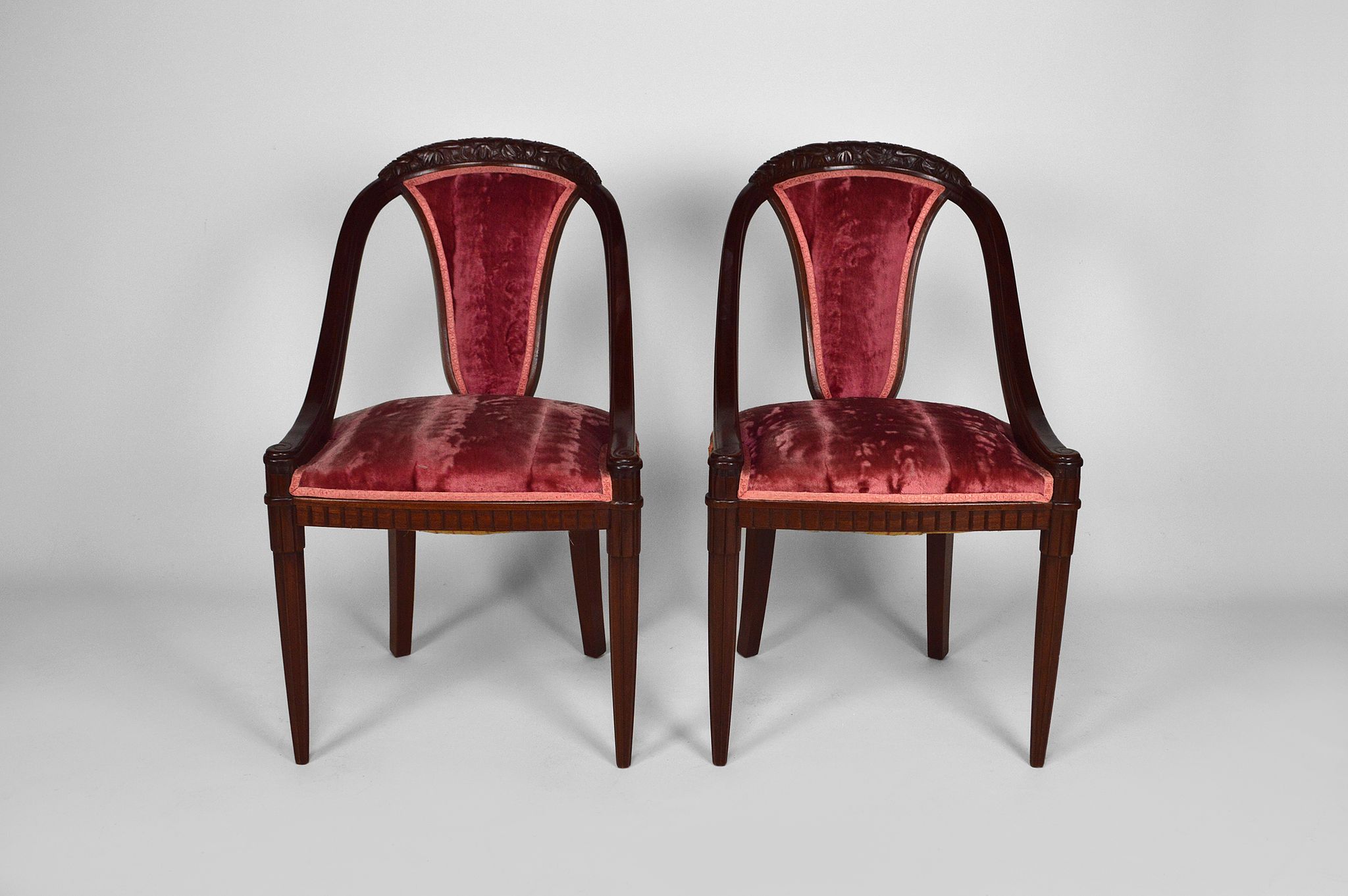Art Deco Salon by Paul Follot in pink velvet, circa 1920