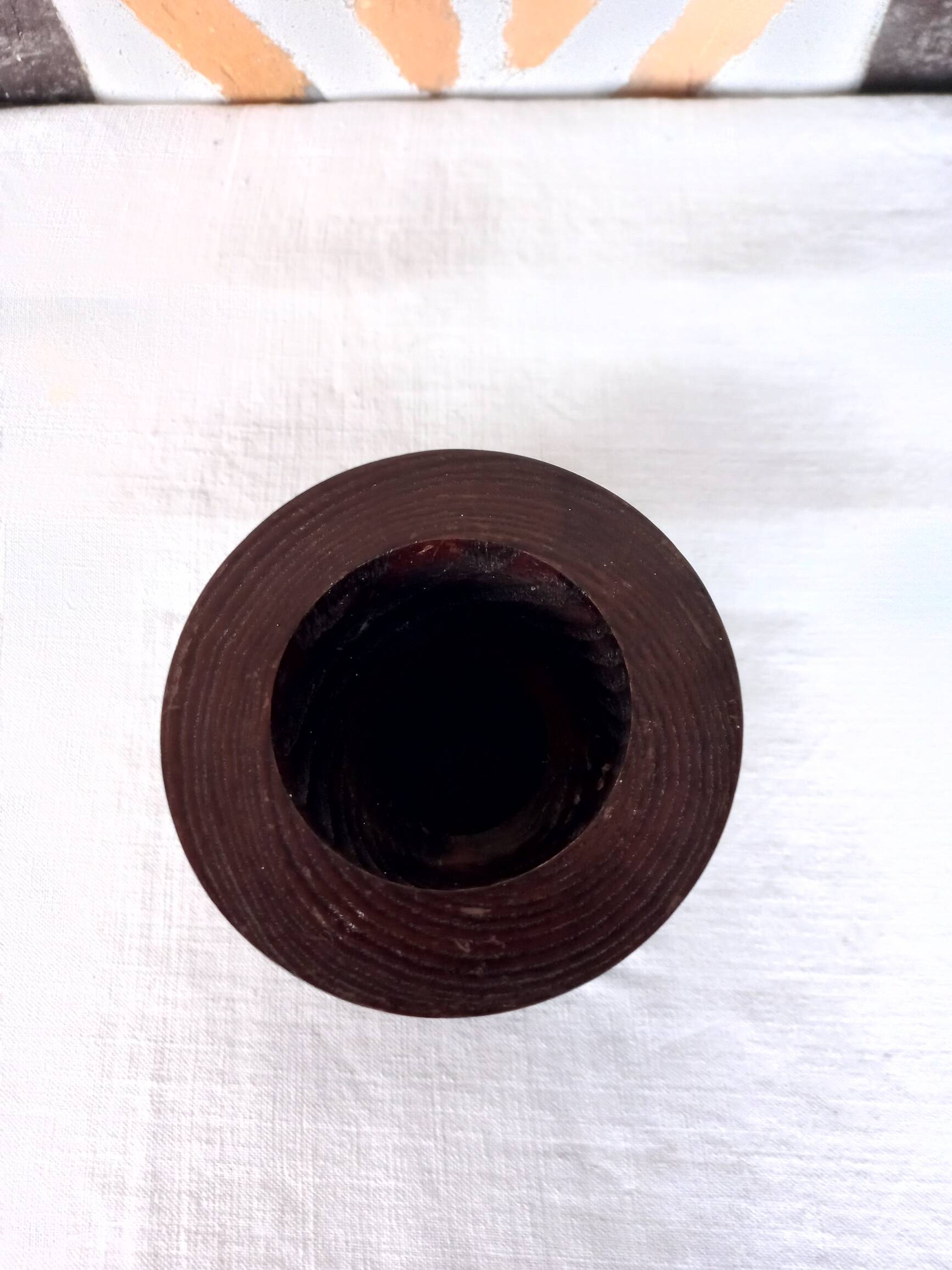 Solid wenge wood cylinder candle holder