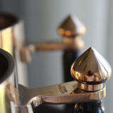 Pair of art deco bronze beer mugs France, 1940s, signed Bronze Star