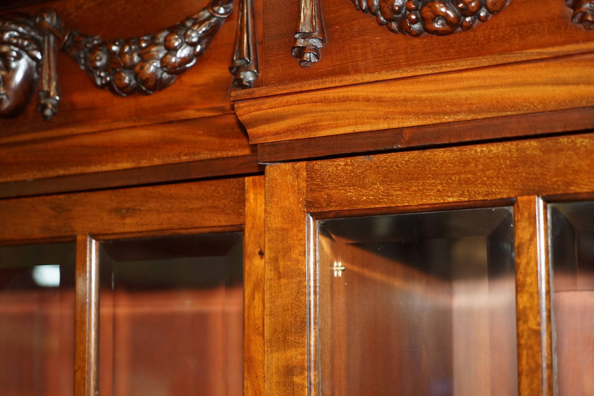 Monumental glass library in Victorian hardwood.