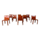 Red leather dining chairs Italy, 1970s - set of 8