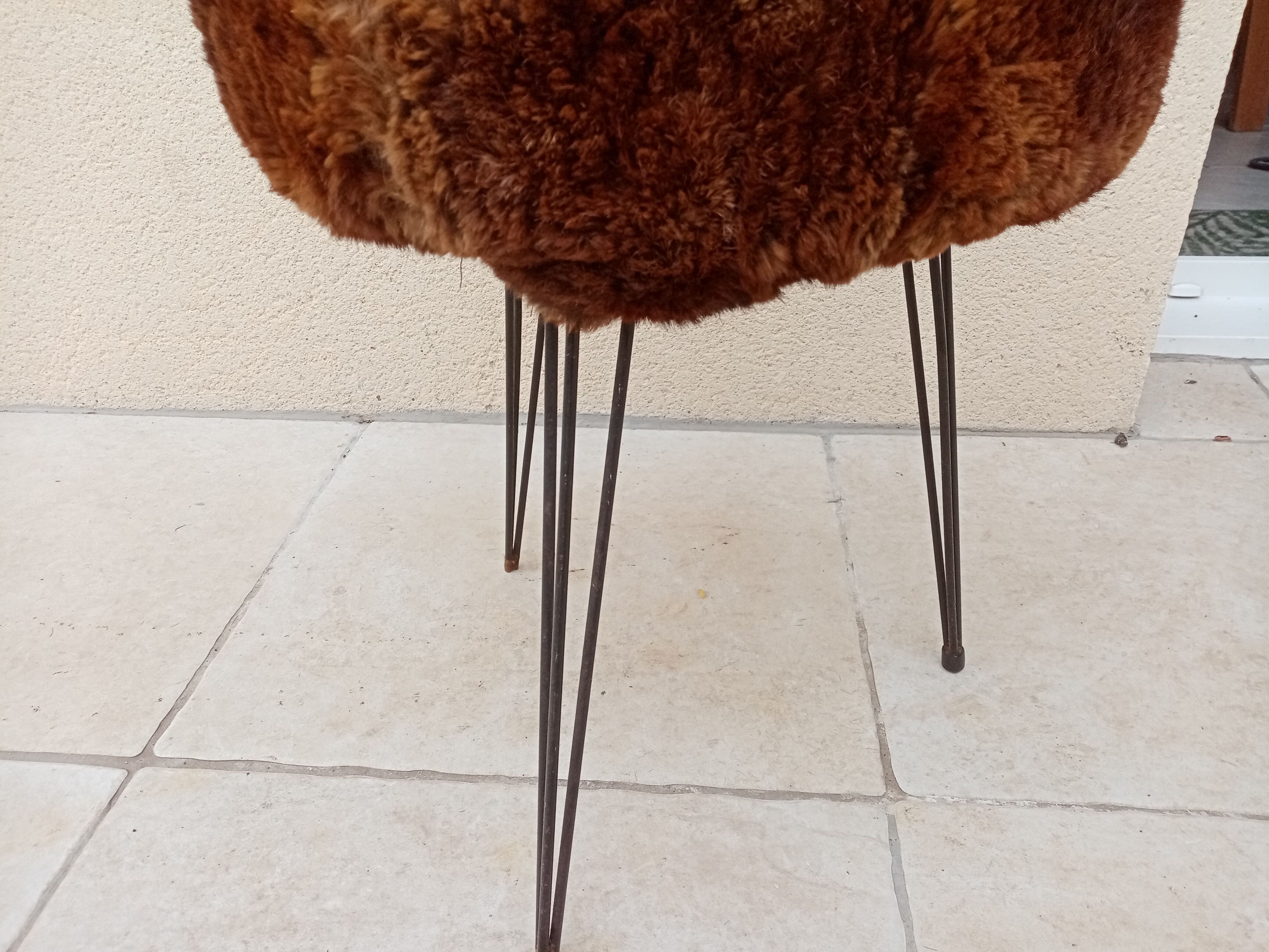 Vintage moumoute stool year 70