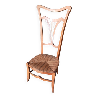 Chaise basse a haut dossier, dite de nourrisse époque 1900, Art Nouveau