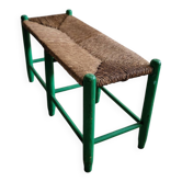 Banc en paille et bois ancien