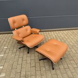 Vitra Eames Lounge Chair XL + Ottoman, Cognac leather & Santos Rosewood