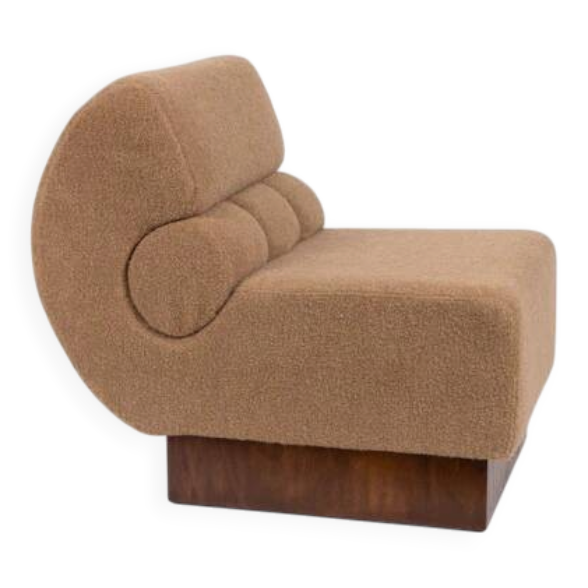 Fauteuil italien Schumacher en noyer et cachemire bouclé, 1970