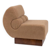 Italian lounge chair in walnut and Schumacher cashmere bouclé, 1970