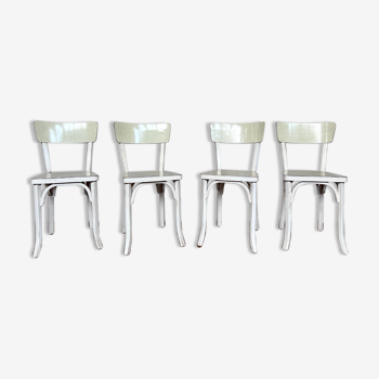 Series of 4 baumann white formica bistro chairs