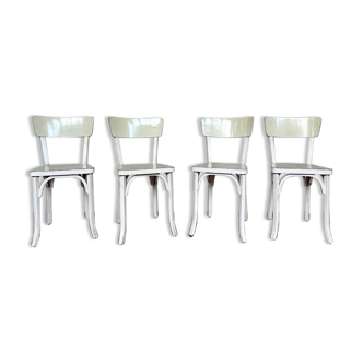 Series of 4 baumann white formica bistro chairs