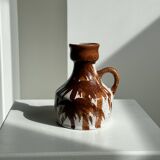 Small white and brown vase or pitcher West Germany H:15cm D:10.5cm