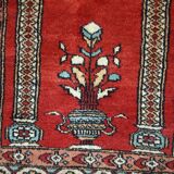 Tapis de prière vintage fait main Lahore pakistanais 62cm x 92cm (1970s)