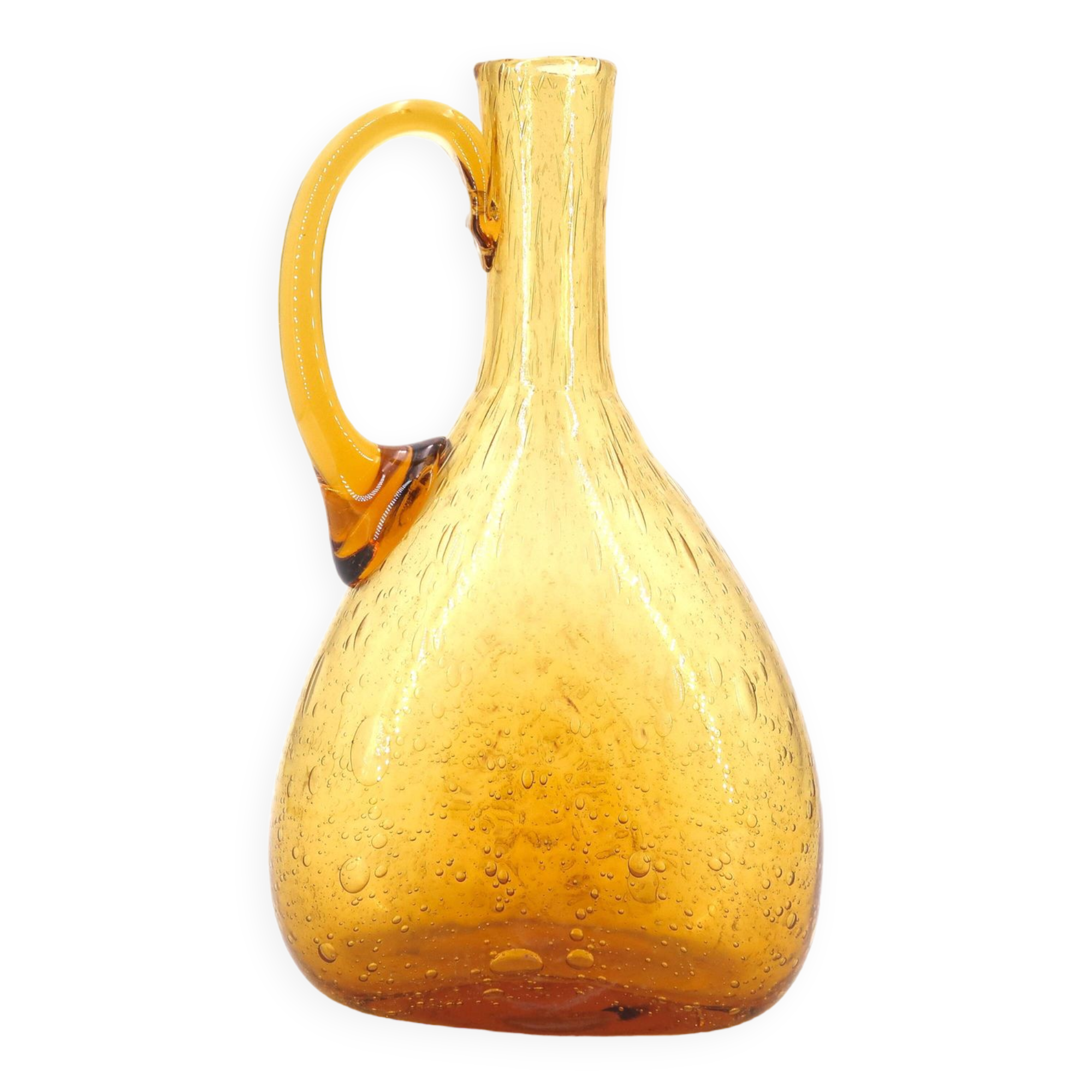 Biot amber bubbled glass carafe, 1970s