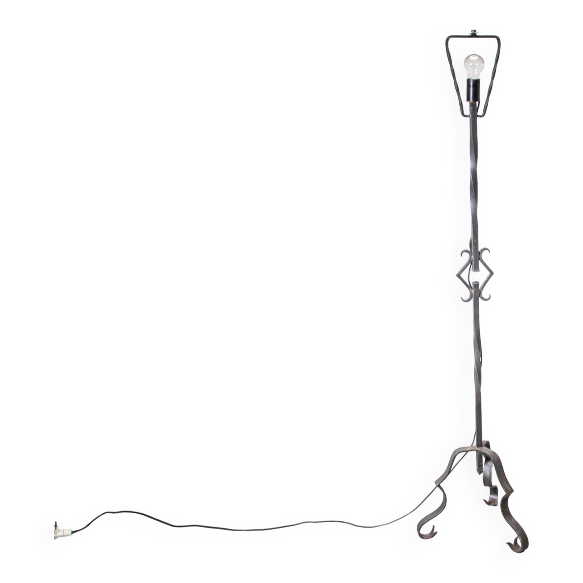 Lampadaire brutaliste en fer forgé