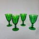 4 green footed glasses in moulded glass – 1970s