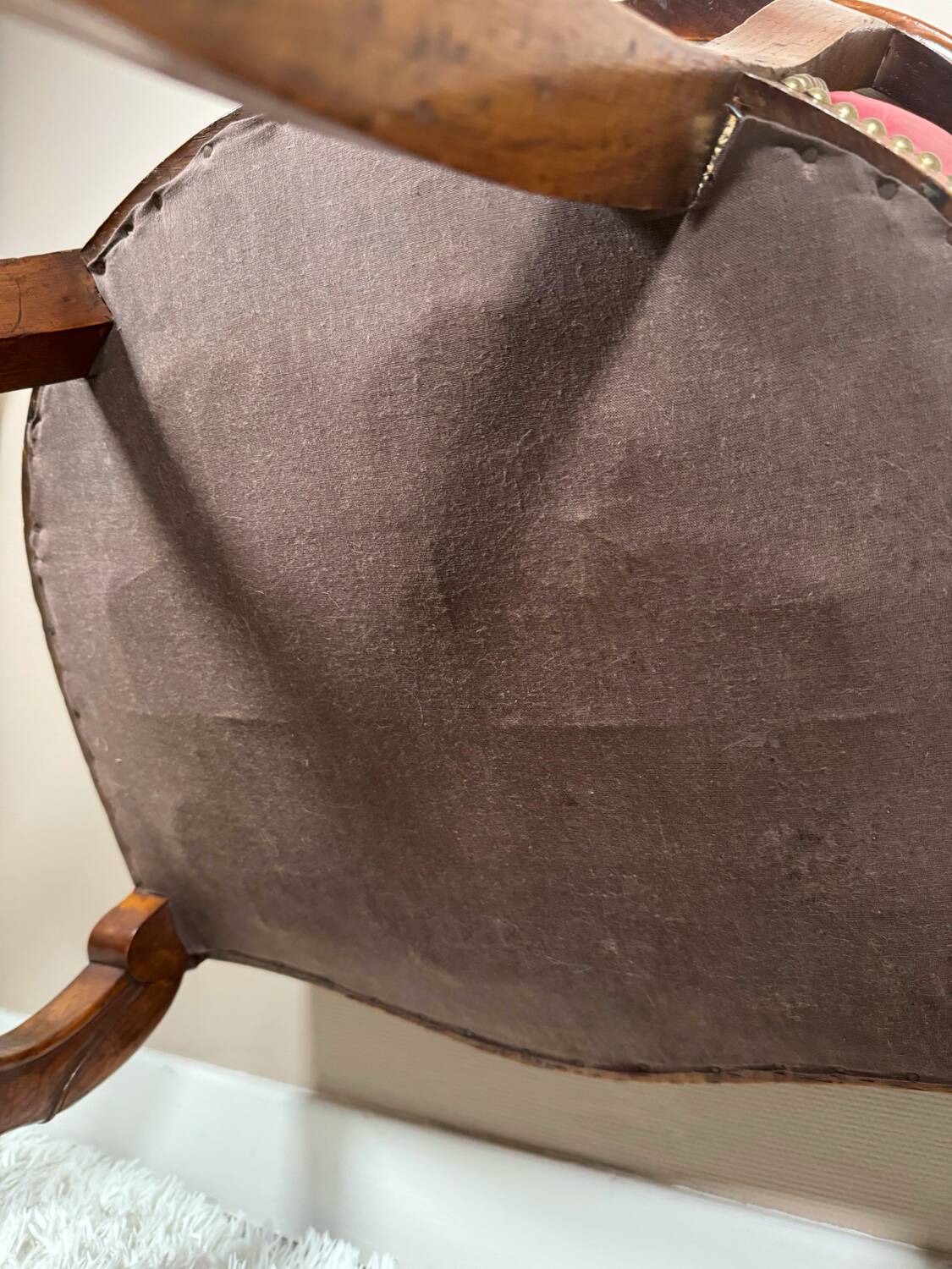 Office armchair 19th Restoration style wood and leather