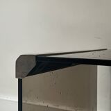 Design bedside table in metal & smoked glass, Roche Bobois 1970.