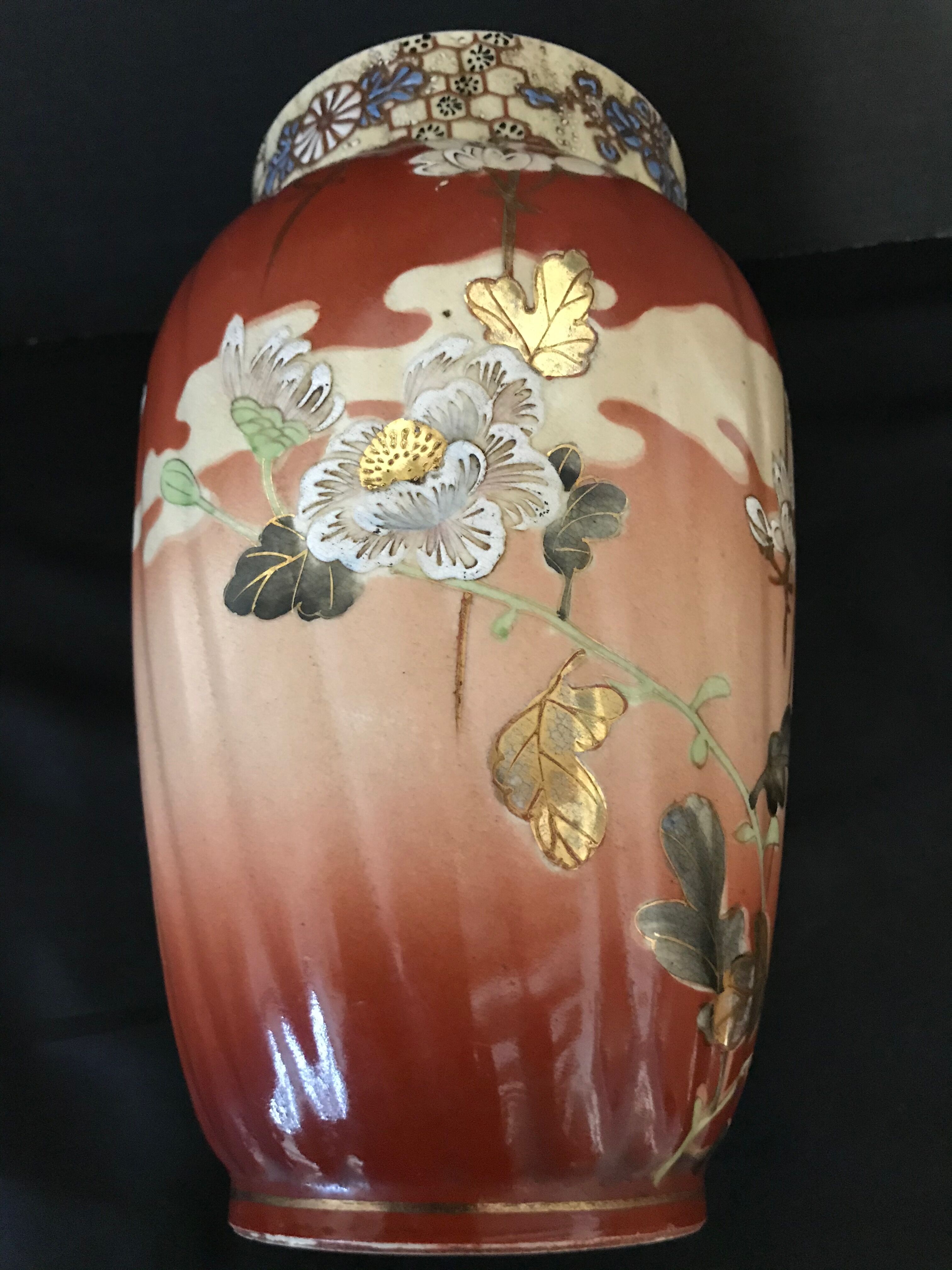 Vase - enamelled faïence with hand-painted gilding