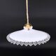 Vintage white opaline pendant light with scalloped edge – raffia and silk cable