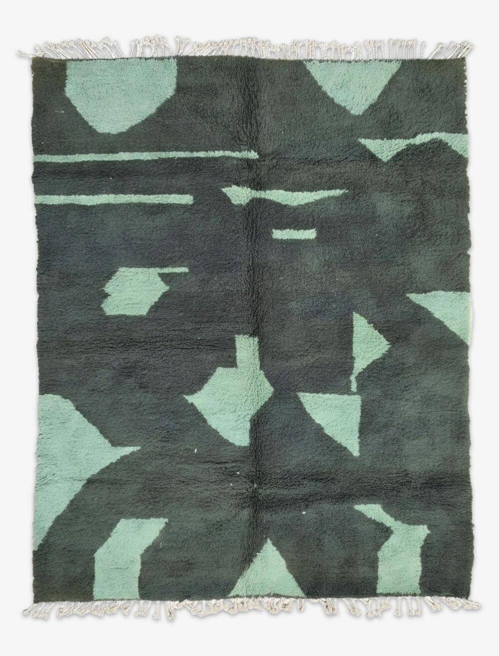 Contemporary Green Berber Rug - 300 x 246 cm