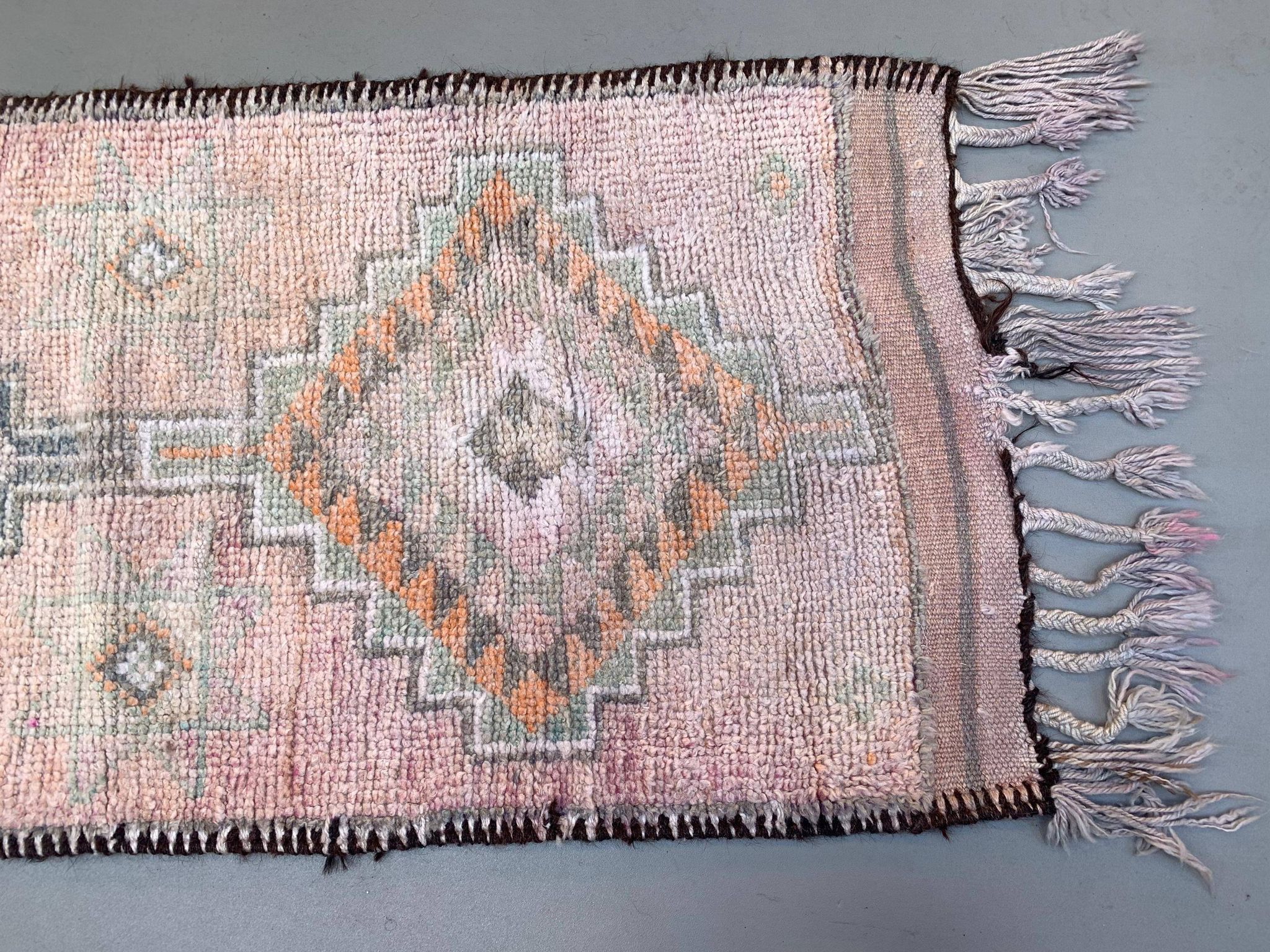Vintage Turkish  Tribal Runner 460x83 cm veg dye wool rug tribal, handmade