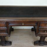 Unusual Renaissance style center desk made in the mid-19th century in walnut