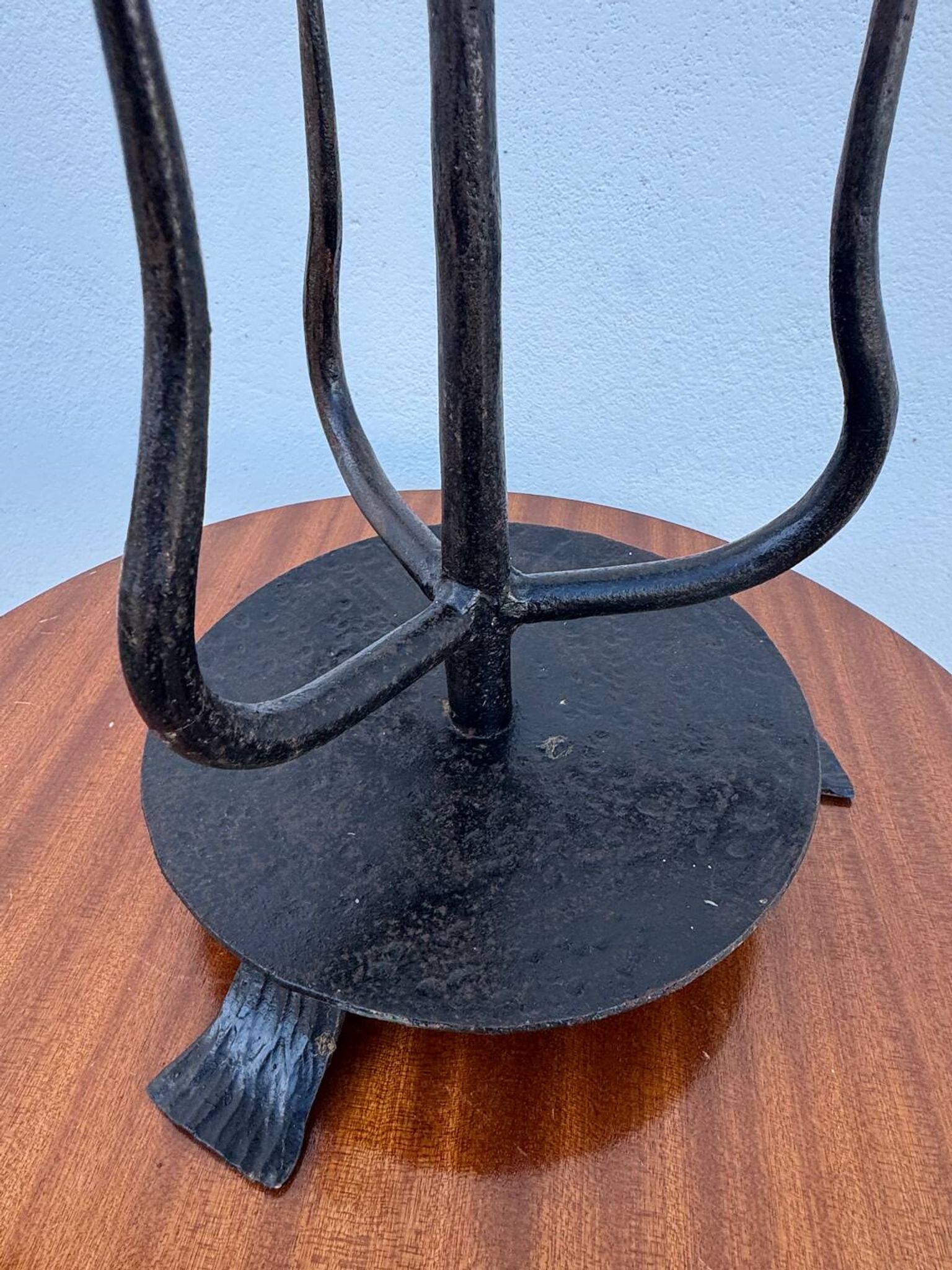 Brutalist wrought iron candlestick holder
