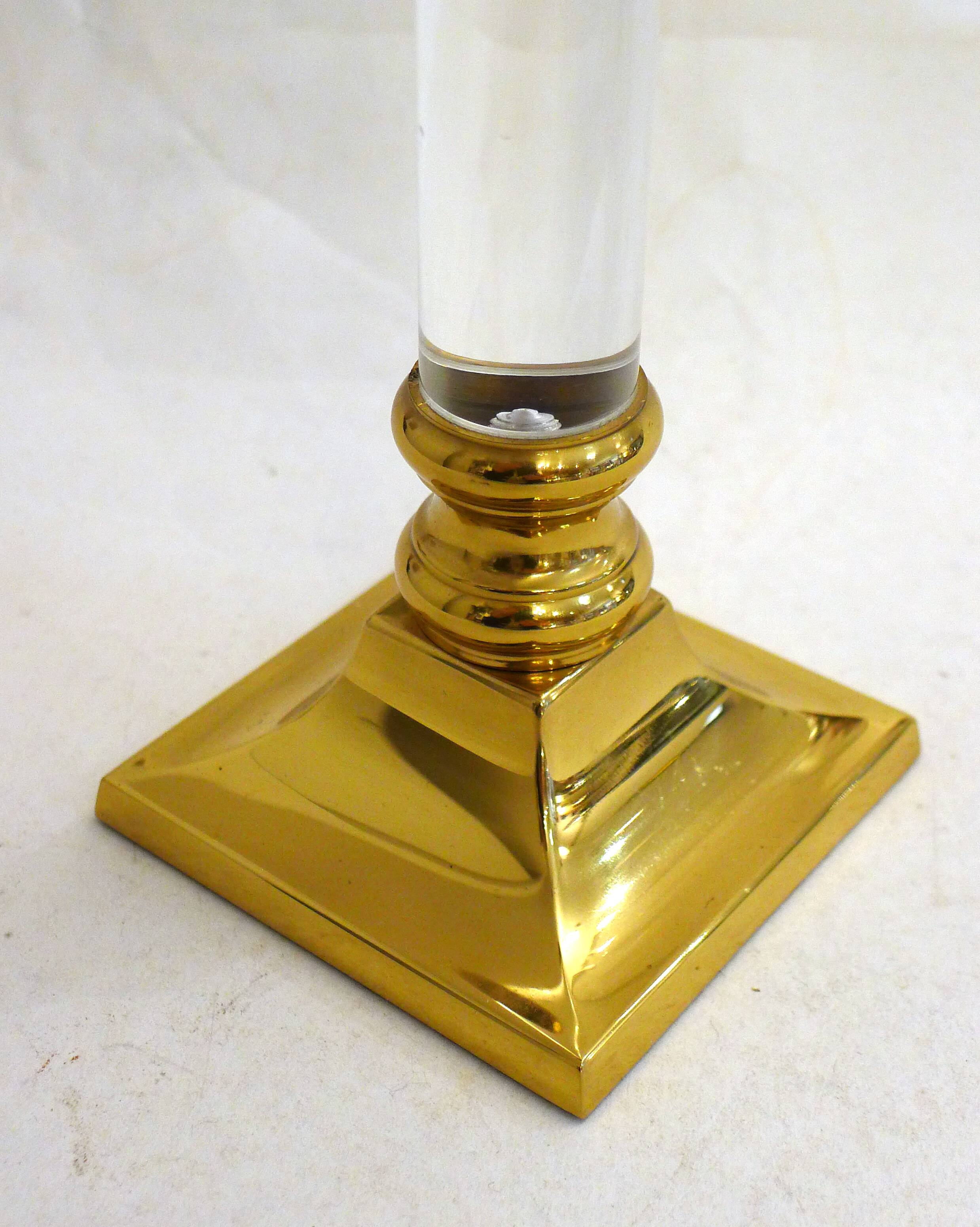 Plexiglass and brass column chandelier 1970s