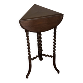 Small walnut side table with drop leaf and twisted legs – 20th century