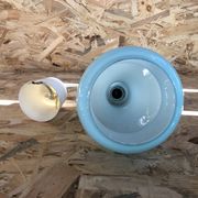 Old Suspension Opaline Blue + Thread White Decoration 70s Vintage