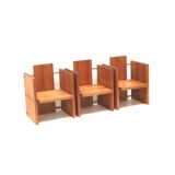 3x Very rare Modernist Brutalist armchair designed by architect Fritz Zeige