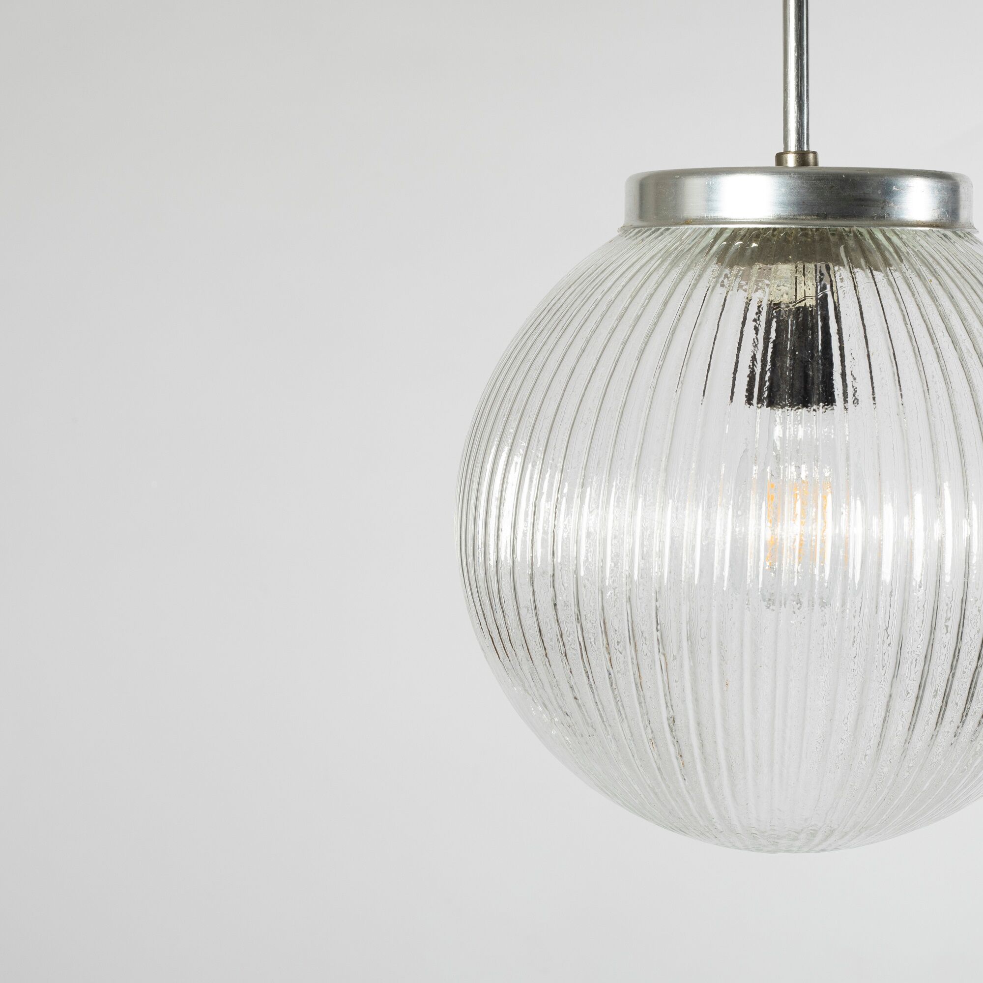 Suspension en verre clair nervuré, Tchécoslovaquie, années 1970