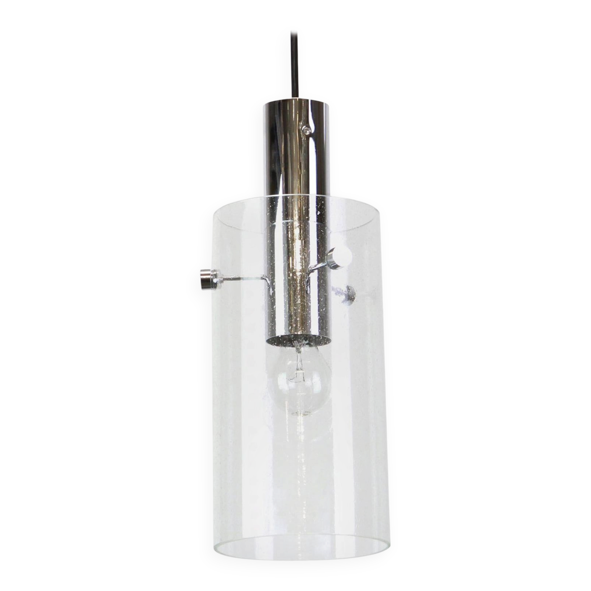 1 of 3 lantern-shaped pendant light with cylindrical glass shade by Limburg, Germany, 1960s.