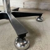 Pair of brown leather armchairs 1980