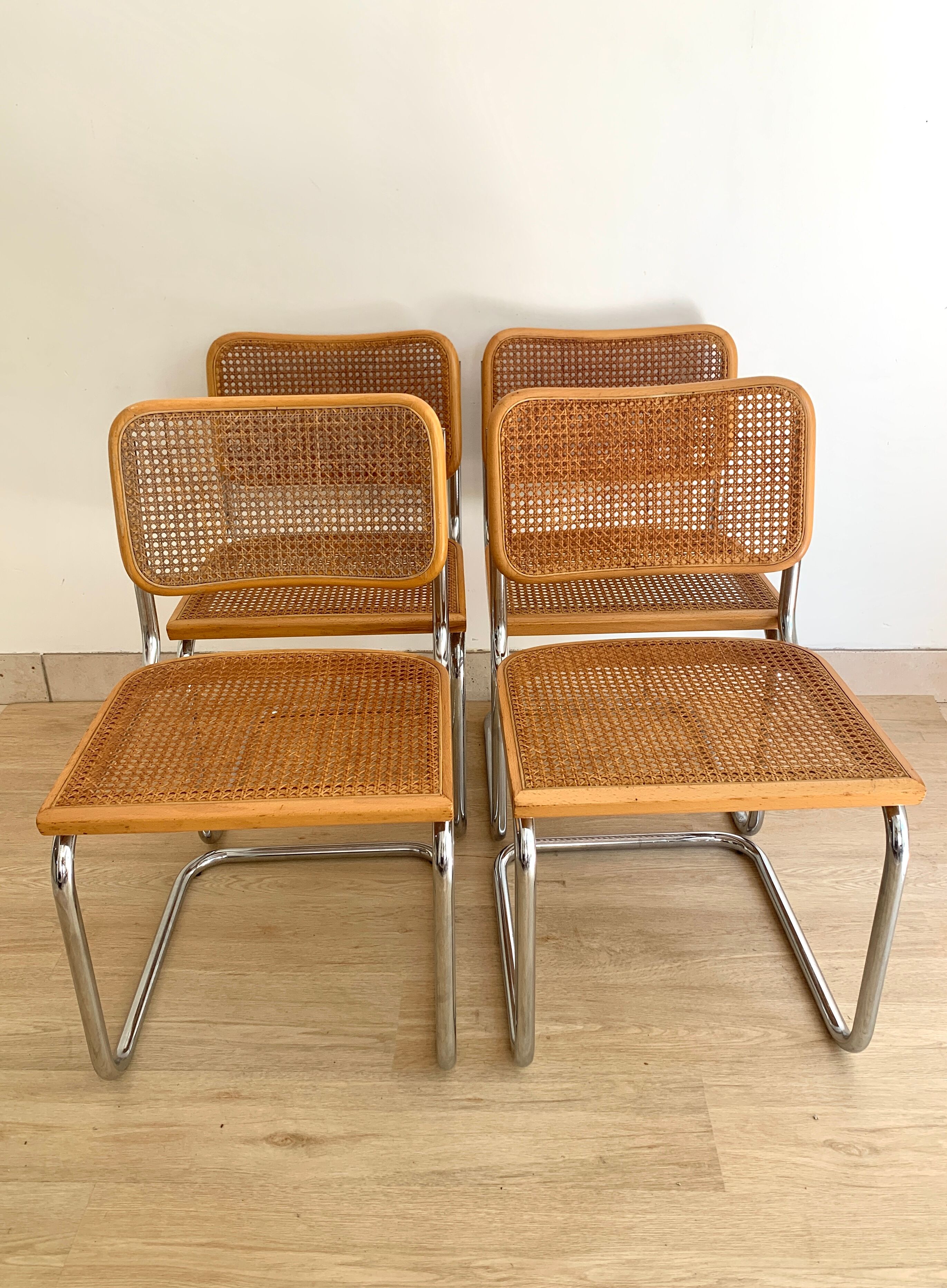 Set of 4 chairs Cesca B32 by Marcel Breuer