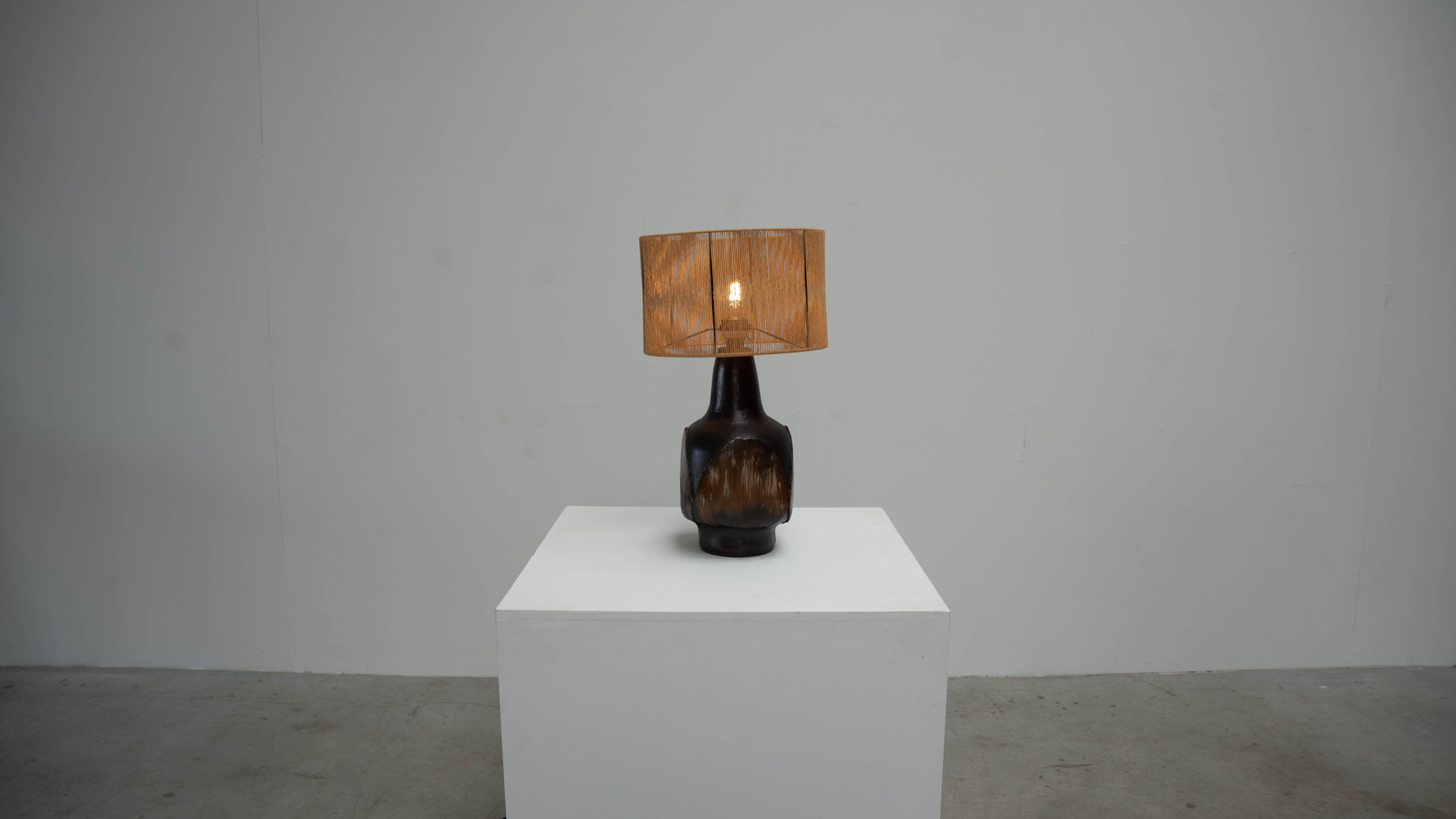 1970s dark glazed ceramic Danish lamp