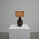 1970s dark glazed ceramic Danish lamp
