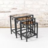 Set of 3 wrought iron nesting tables