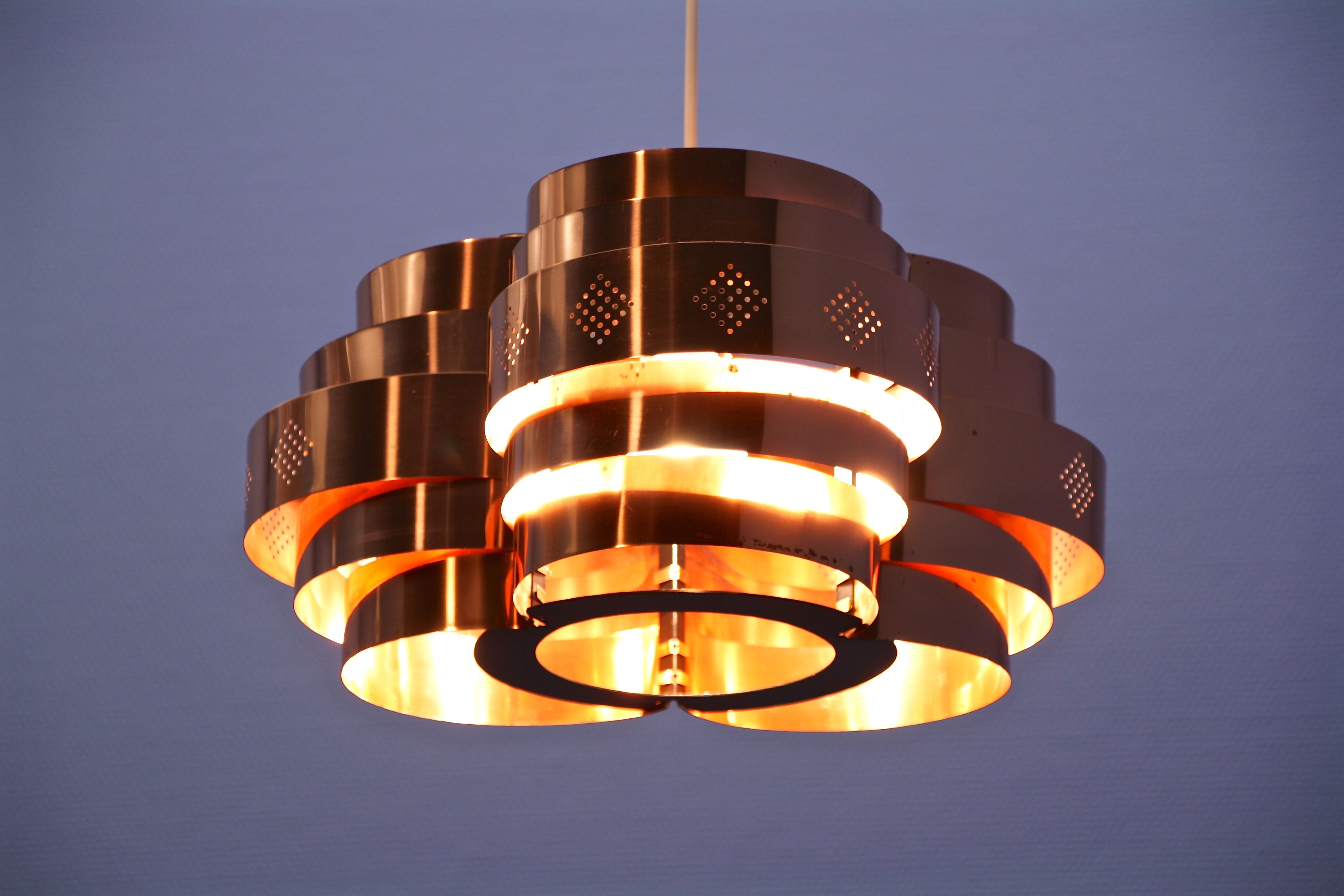 Danish hanging lamp in copper by Werners Schou for Coronell Elektro, 1960s