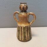 Beautiful ceramic vase in the shape of a lady, in multicolored glaze. Denmark 1970-80s