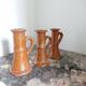 Enamelled stoneware candle holders
