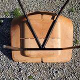 Pair of tonneau chairs by Pierre Guariche plywood base tubes 1954