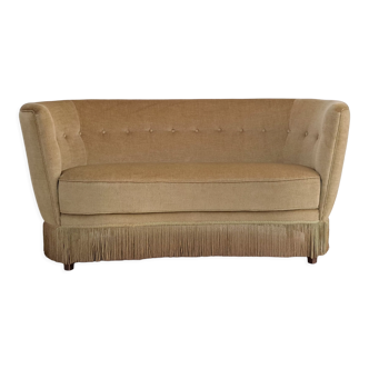 Danish vintage 2 seater "Banana" sofa,  70