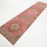 3x13 Red & Pink Vintage Runner Rug, 91x399Cm