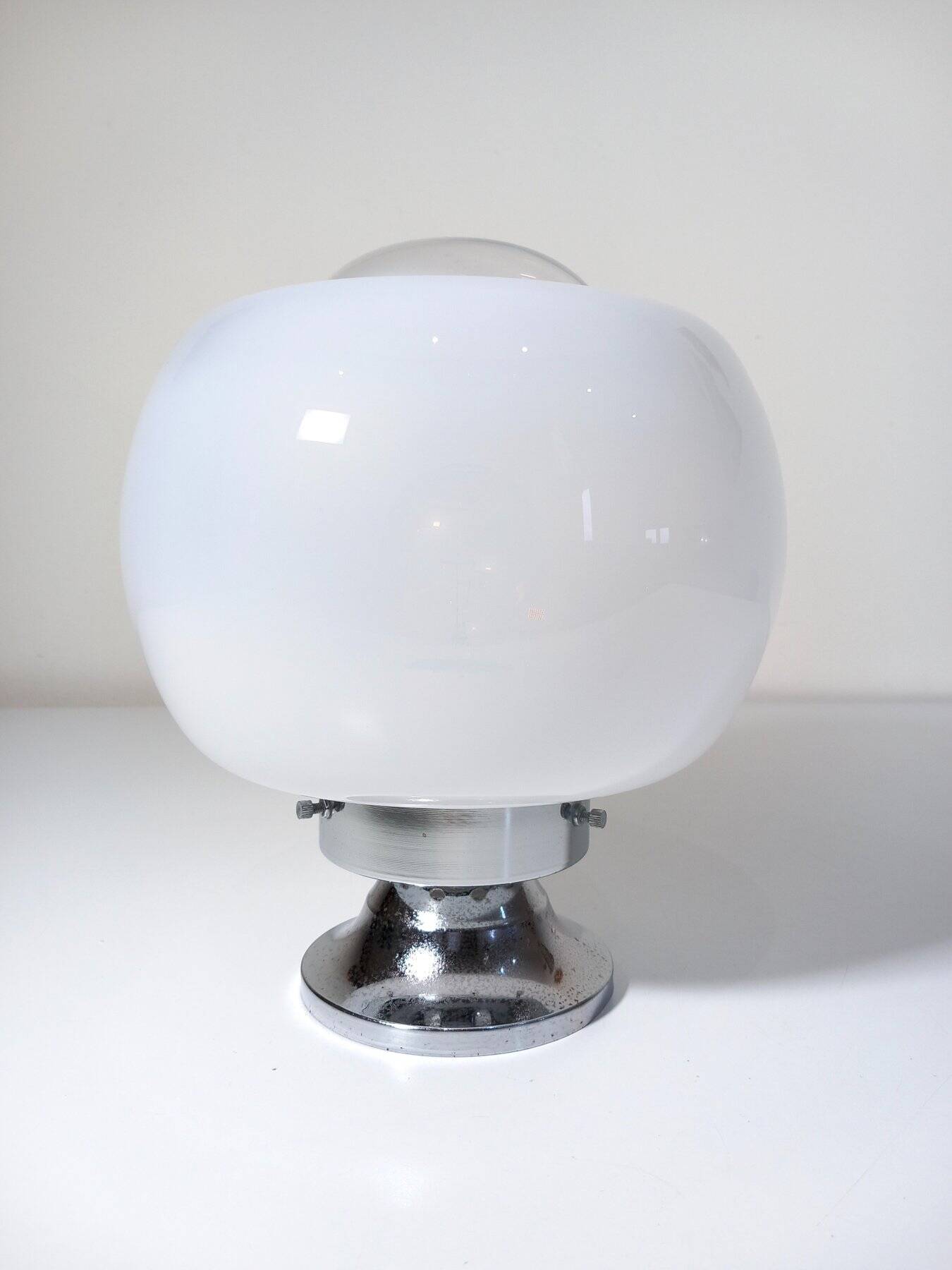 Vintage Table Lamp • Steel & Glass • Murano • Space Age • 1970