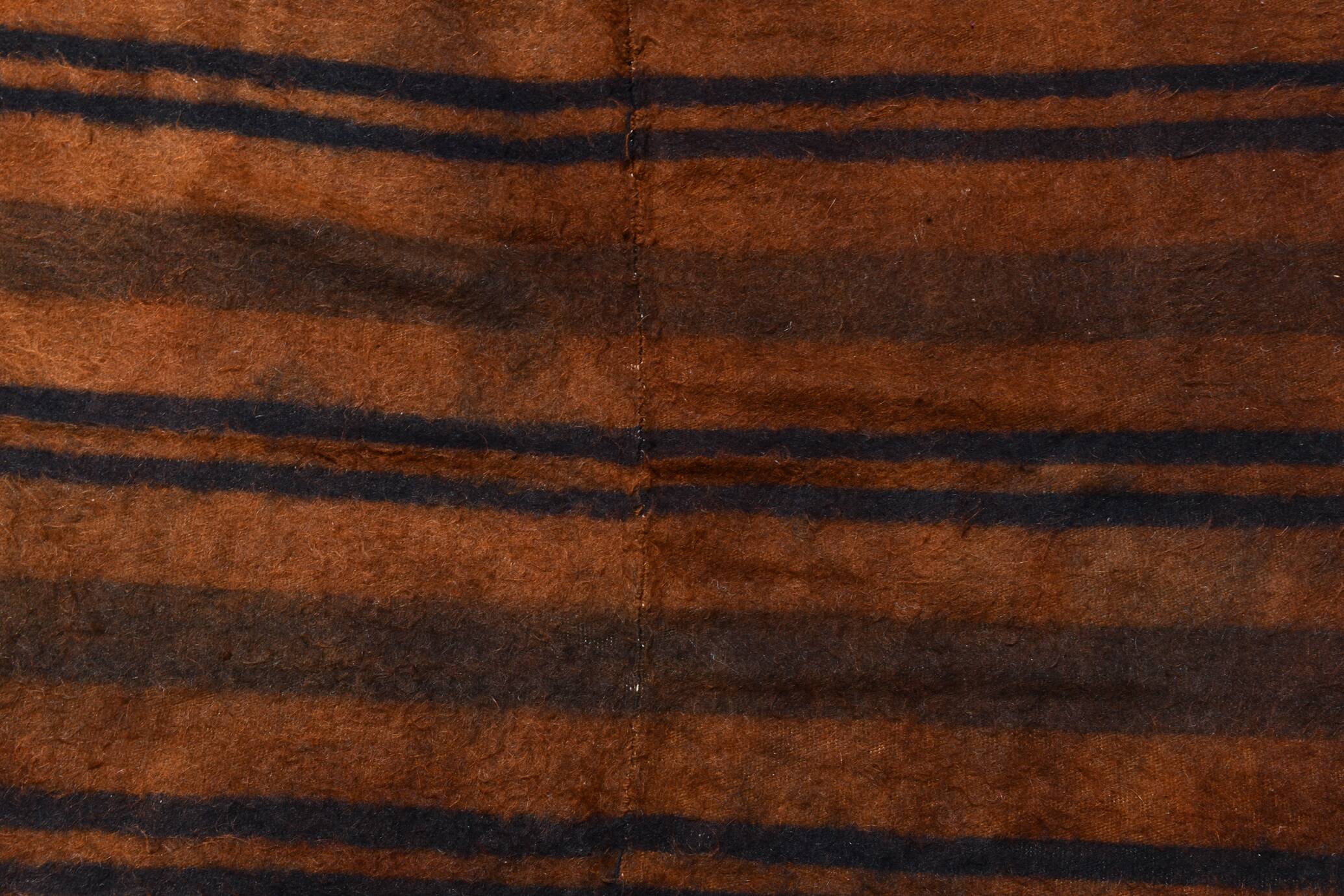 Vintage Moroccan Wool Rug, Minimalist Striped Berber Rug, 146x220