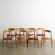 EIGHT WOODEN HANS J WEGNER "HEART / 4103" DINING CHAIRS, 1950s